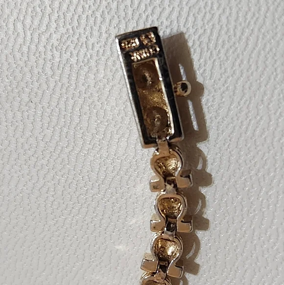 Vintage Gold Tone Sterling Silver Tennis Bracelet - Picture 4 of 11